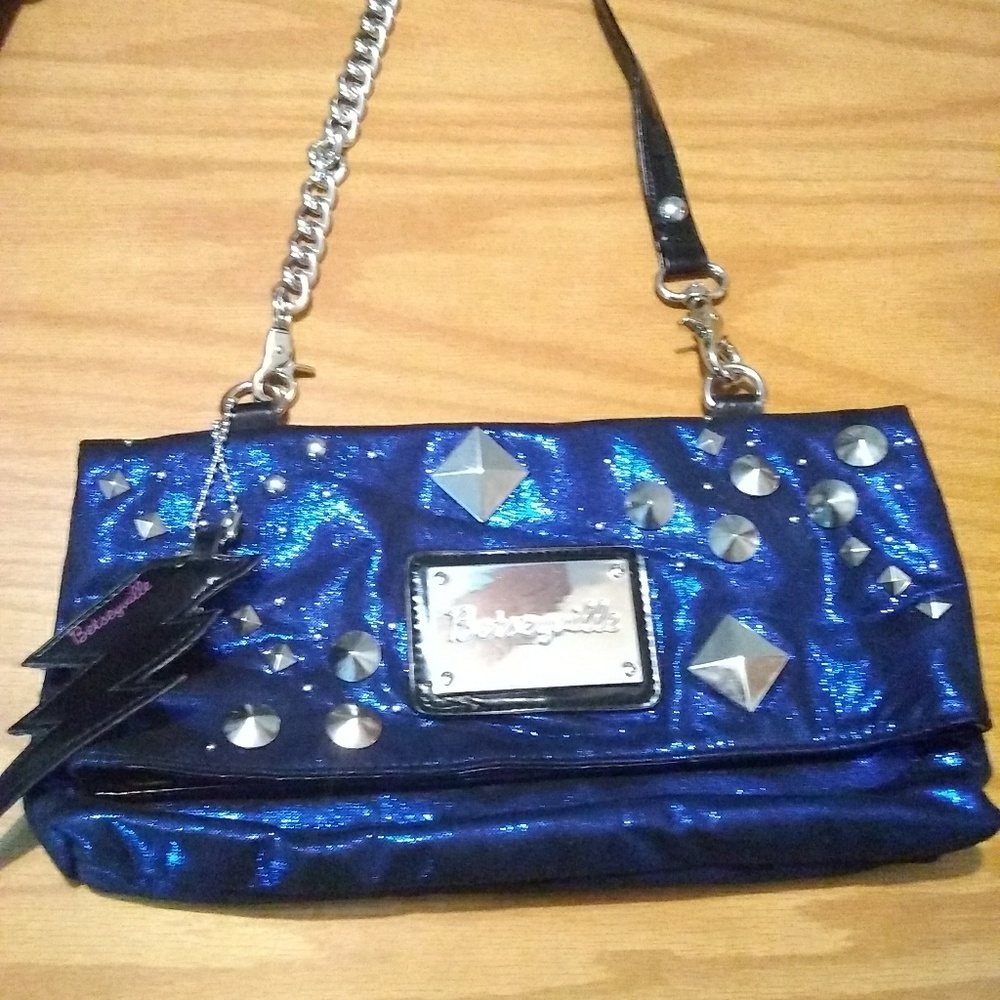 COPY - Betsey Johnson purse hand bag blue with studs